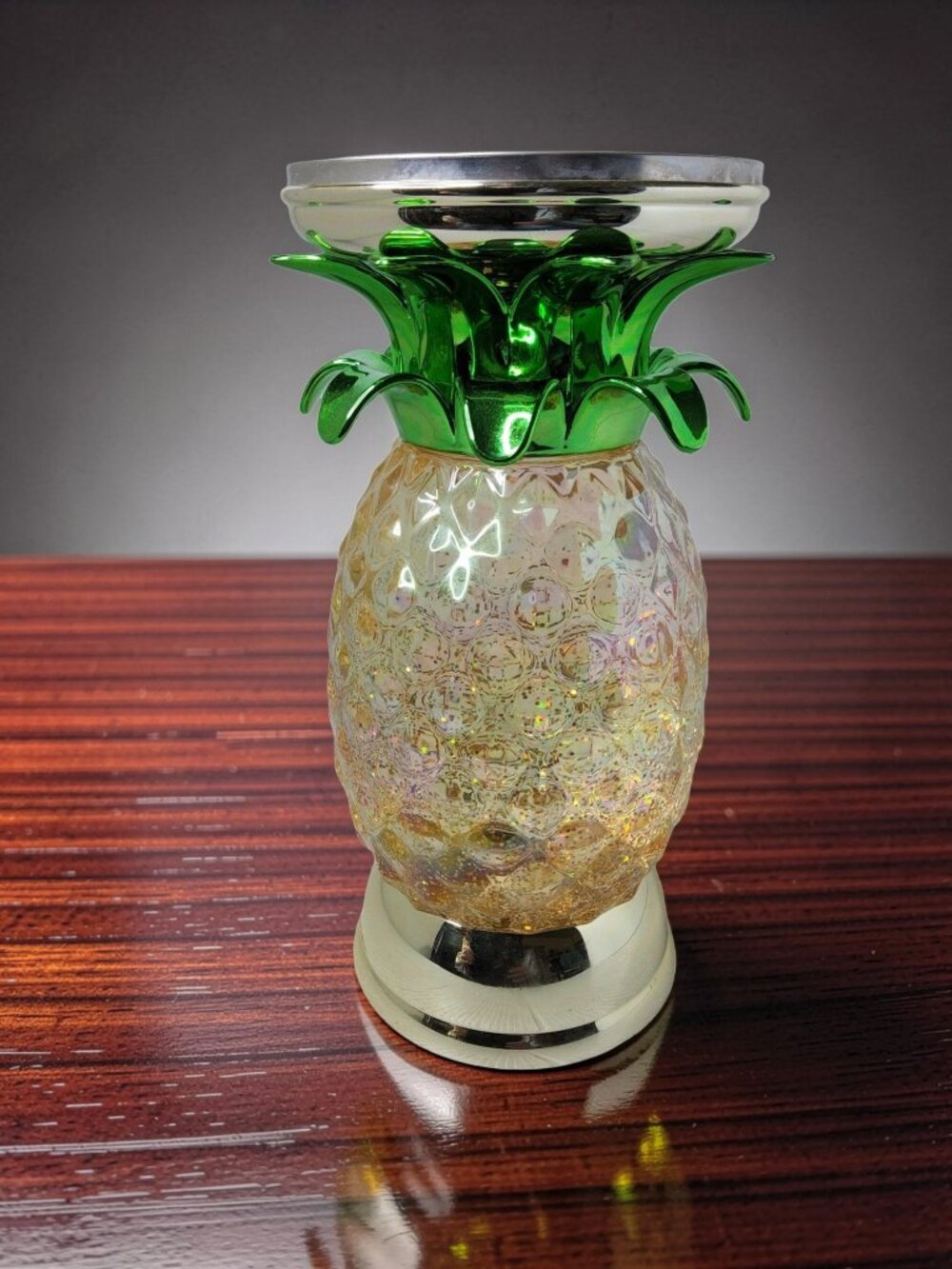 Bath & Body Works Gold Pineapple Water Globe Pedestal 3wick Candle Holder-